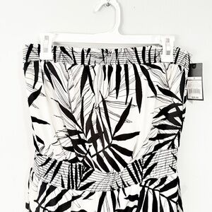 Mossimo Supply Co. Black and White Strapless Palm-Print Maxi Dress